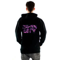 Black Hoodie back with Siren City floral screenprint across back mens